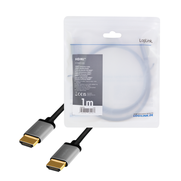 Logilink CABLU video, HDMI (T) la HDMI (T) 2.0, 1m, conectori auriti, rezolutie maxima 4K, CHA0100 - imagine 4