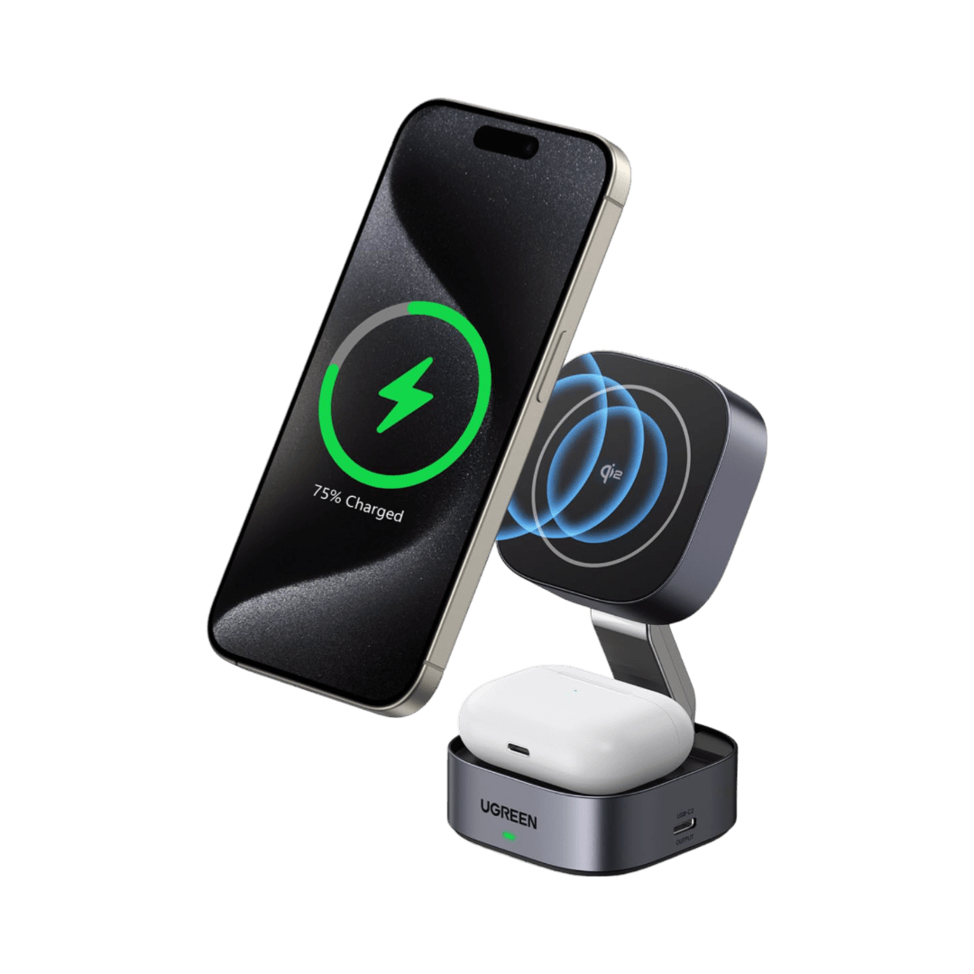 UGreen INCARCATOR wireless W702, Qi2 25W, compatibilitate smartphones, cablu Type-C la Type-C, 35316
