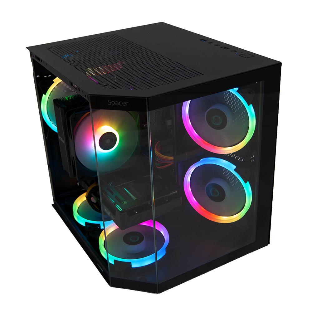SPACER Sistem Desktop PC Gaming Gladiator R5, AMD Ryzen 5 5500, SPACER-Gladiator-R5.5500-16D4S512