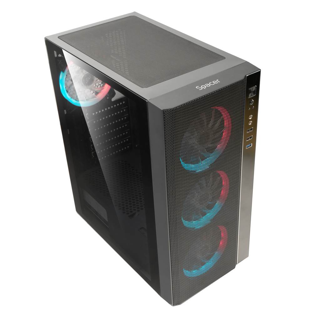 SPACER CARCASA - gaming, Middle Tower, ATX, RAINBOW, fara sursa, sticla, SPCS-GC-RAINBOW-NF - imagine 2