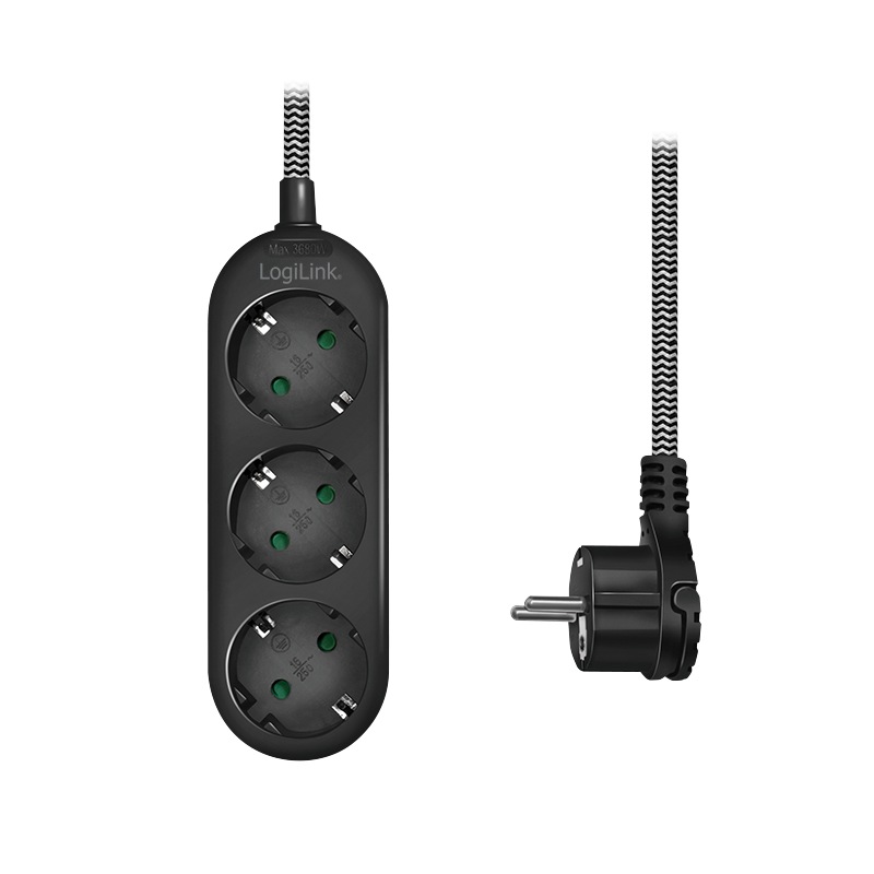 Logilink PRELUNGITOR, Schuko x 3, conectare prin Schuko (T), cablu 1.5 m, 16 A, protectie, LPS261 - imagine 2