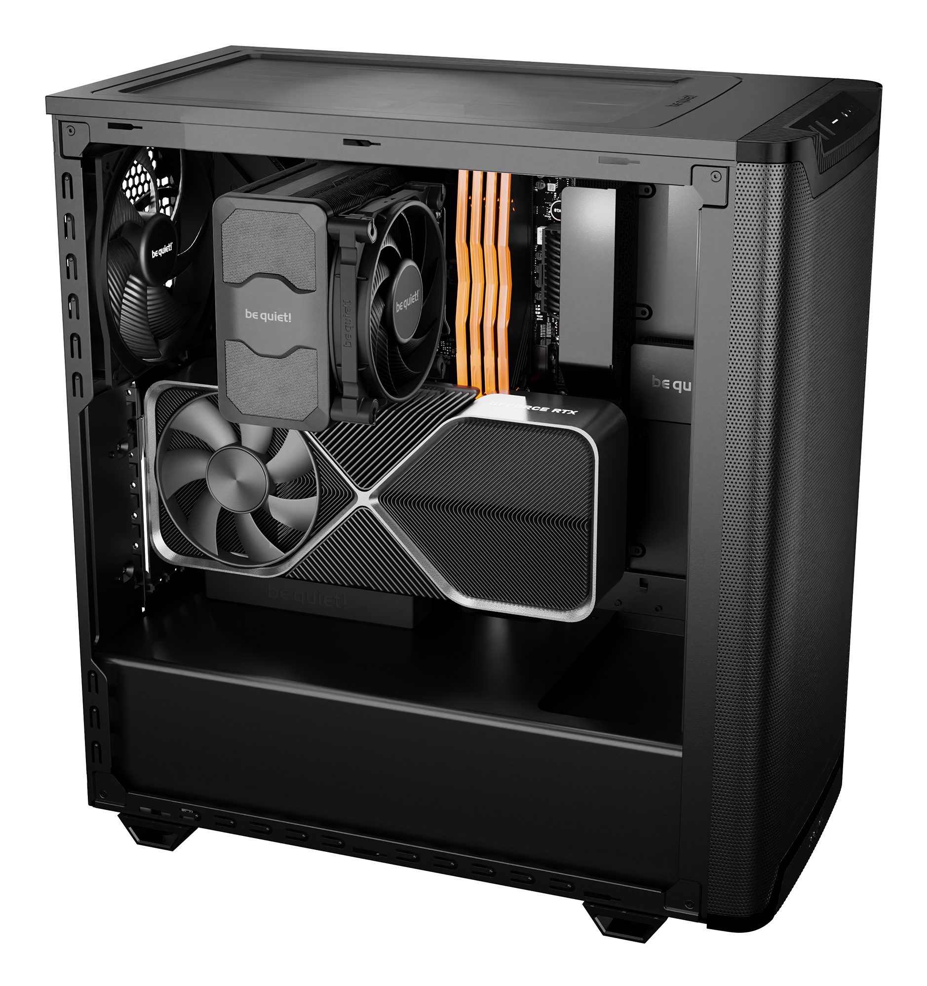 Be Quiet CARCASA PURE BASE 501, middle tower, gaming, fara sursa, suporta 6xfan, 2xfan inclus, BGW74 - imagine 5