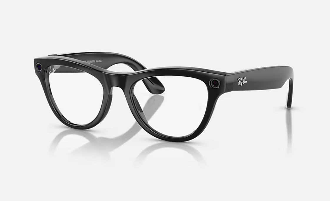RAYBAN Ray-Ban Meta Skyler Gen 1 High Bridge Fit Shiny Black Clear/ Cerulean Blue, RW4010 601/MF 52