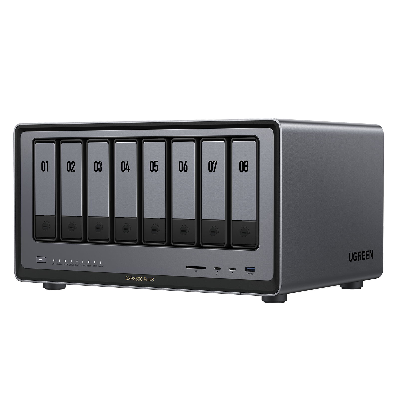 UGreen NAS DXP8800Plus, CPU i5 4.40 GHz, RAM DDR5 8Gb max 64Gb, SATA 32Tx8 si M.2 8Tx2, LAN, 35127B