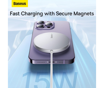 Baseus INCARCATOR wireless Simple Mini3, magnetic, 15W, cablu Type-C la USB 1.2m inclus, CCJJ040012 - imagine 2