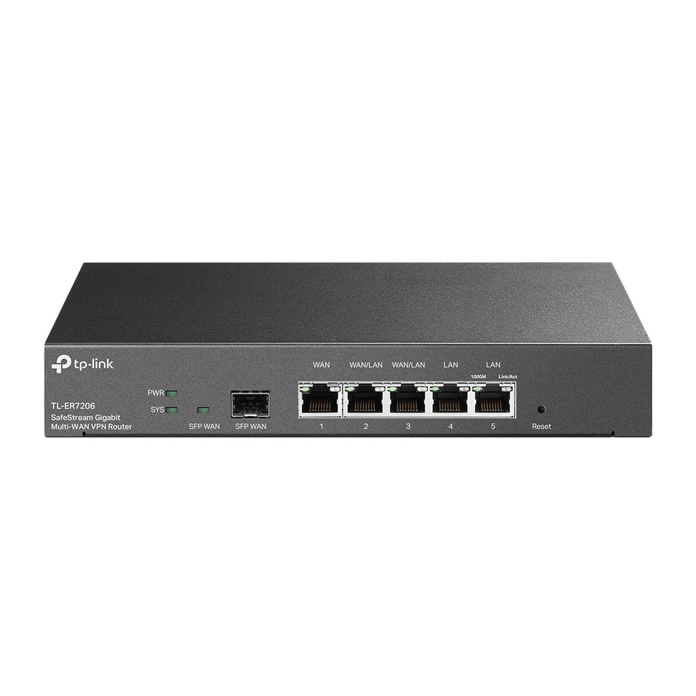 Tp-Link ROUTER wired Gigabit, 1 WAN + 2 LAN + 2 WAN/LAN + 1 Gigabit SFP, ER7206