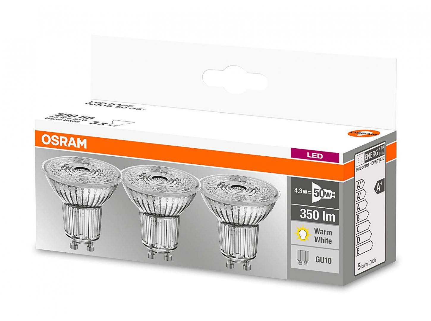 Osram SET 3 SPOTURI incastrate LED, soclu GU10, putere 4.3W, forma spot, lumina, 000004058075818392