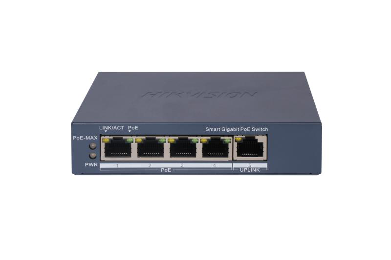 HIKVISION Switch PoE, 4 × Gigabit PoE port,1 × Gigabit RJ45 port, Total PoE Power, DS-3E1505P-EI