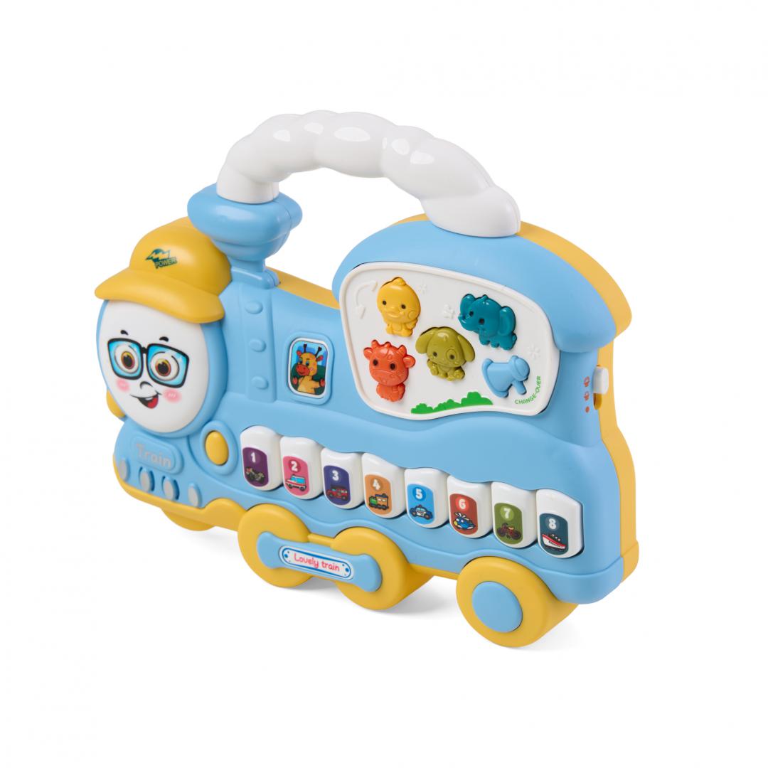 MomKi JUCARIE TRENULET CU LUMINI SI SUNETE, ALBASTRU, MOMKI855-112ABS - imagine 2