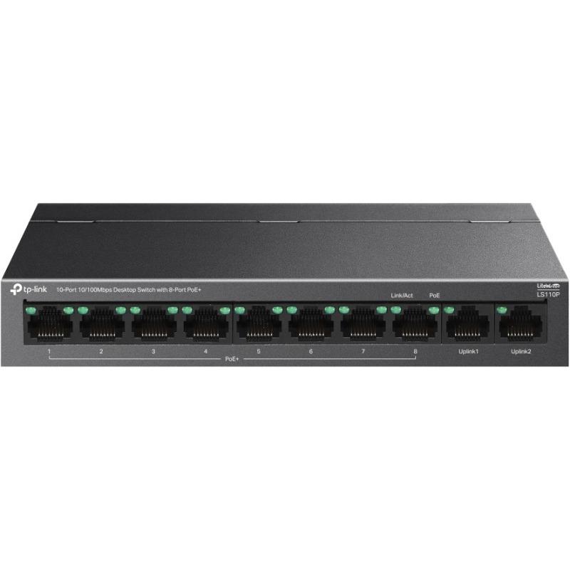Tp-Link SWITCH 10-Port 10/100Mbps Desktop Switch cu 8-Port PoE+, carcasa metalica, LS110P