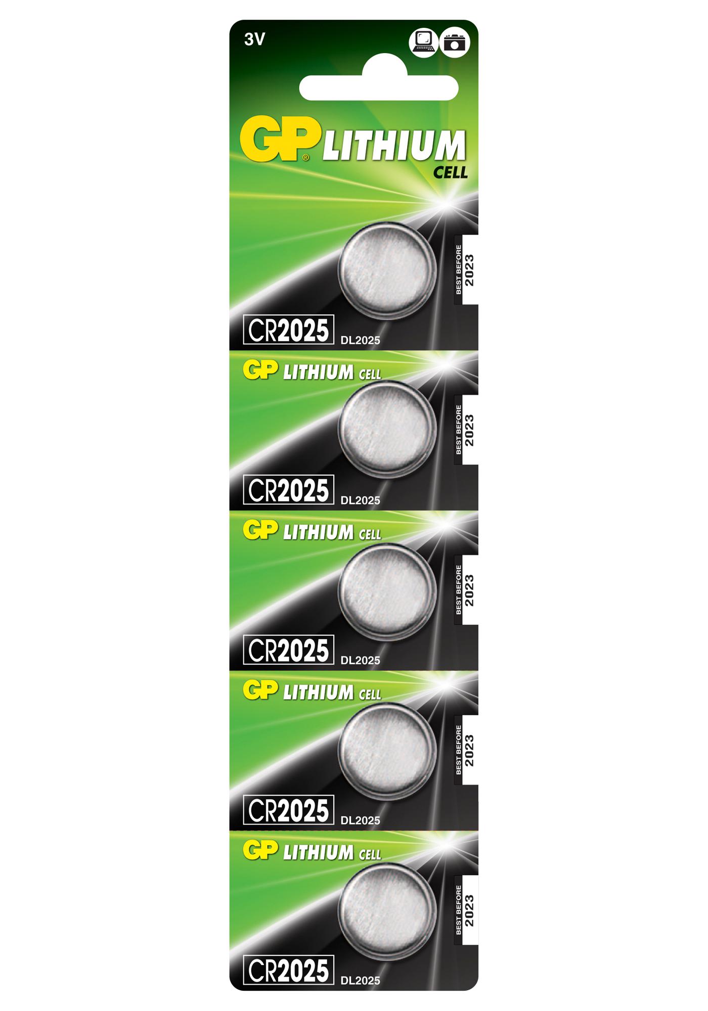 GP Batteries Baterie, butoni (CR2025) 3V lithium, blister 5 buc. "GPCR2025-2CPU5", GPPBL2025155