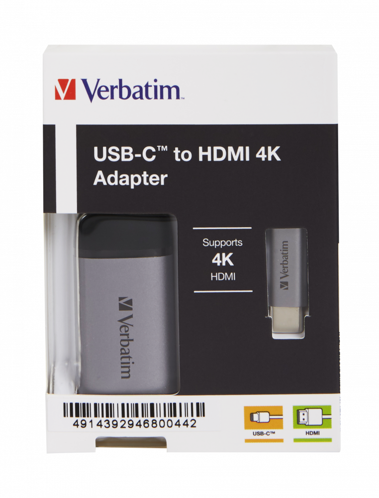 Verbatim CABLU VIDEO, 4K USB TYPE C LA HDMI, USB 3.1 GEN 1, CABLU HDMI 10CM, 49143 - imagine 3
