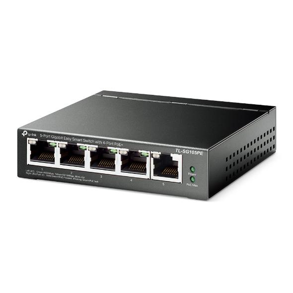TP-LINK 5-Port Gigabit Easy Smart Switch with 4-Port PoE+, 4× Gigabit PoE+ Ports, QoS, TL-SG105PE - imagine 2