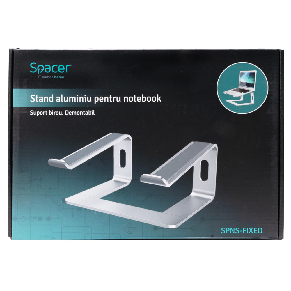 SPACER Stand Notebook 15.6", aluminiu, demontabil, inalta laptopul la 150mm, SPNS-FIXED - imagine 4