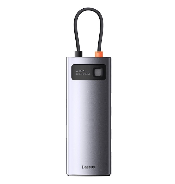 Baseus HUB extern Metal Gleam, conectare PC USB Type-C, porturi USB 3.0 x 4, gri, WKWG070013