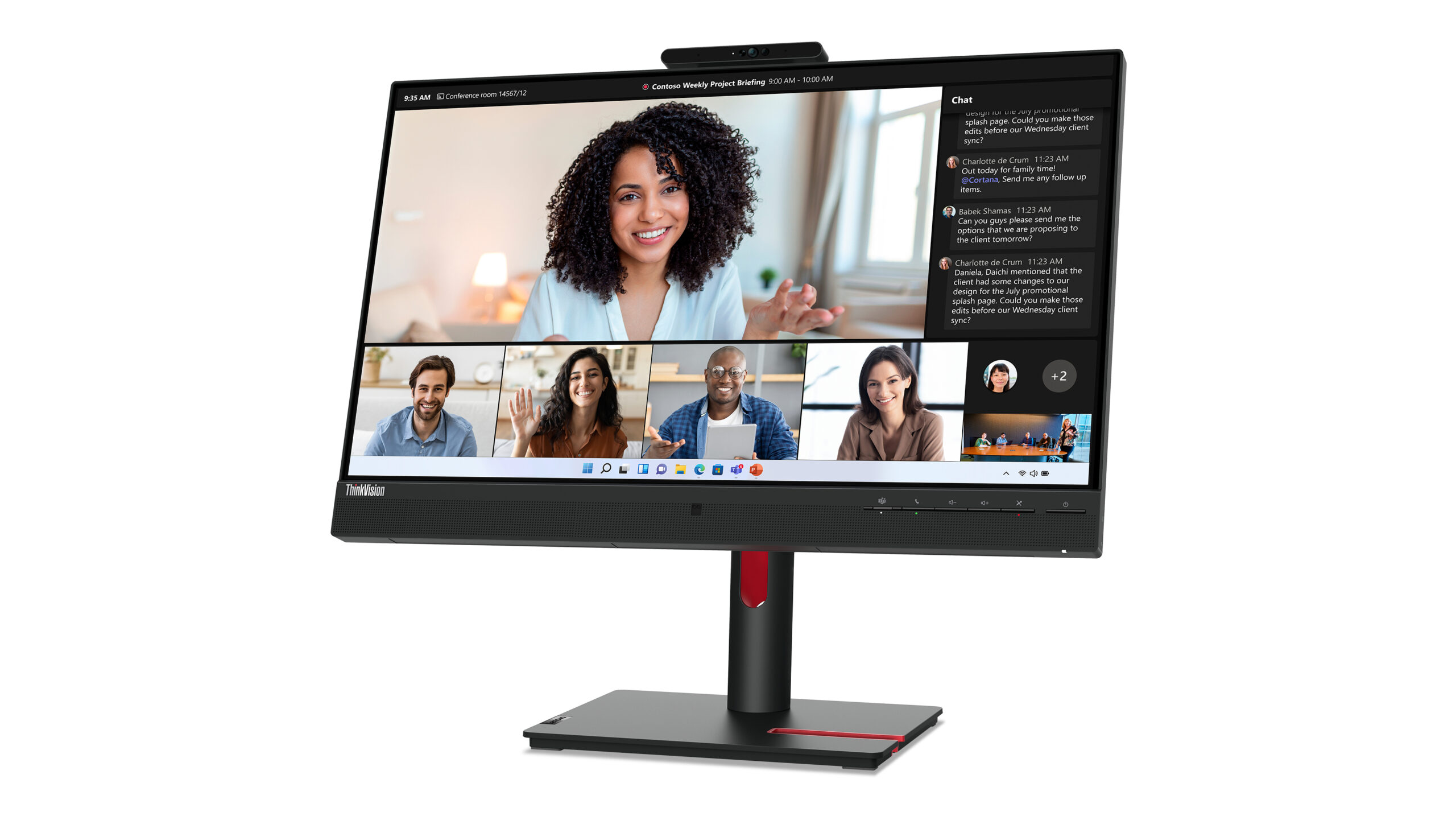 Lenovo T24mv-30 23.8" FHD VoIP USB-C Monitor, 63D7UAR3EU - imagine 3