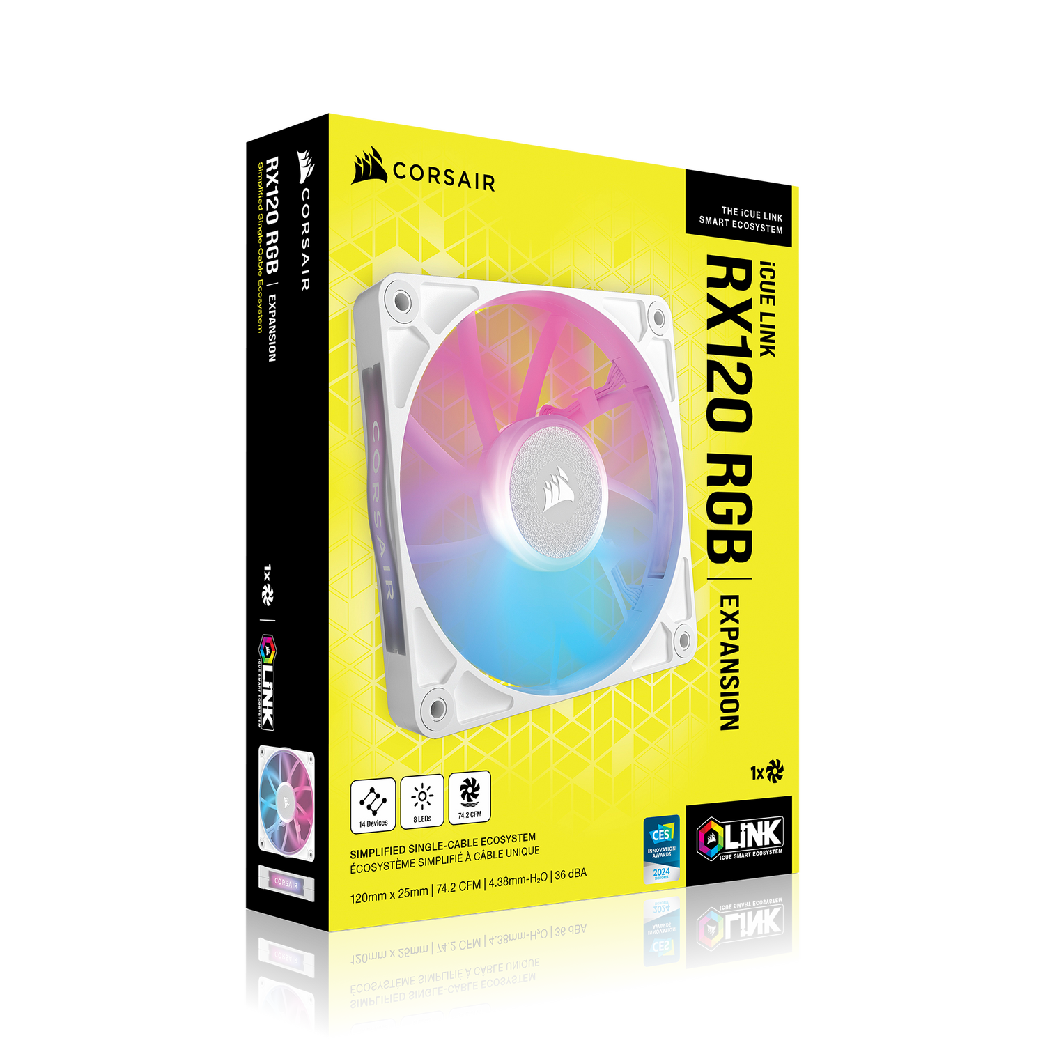 Corsair VENTILATOR iCUE LINK RX120 RGB ALB, viteza 0.400-2100 RPM +/- 10%, 10.5-74.2, CO-9051021-WW - imagine 10