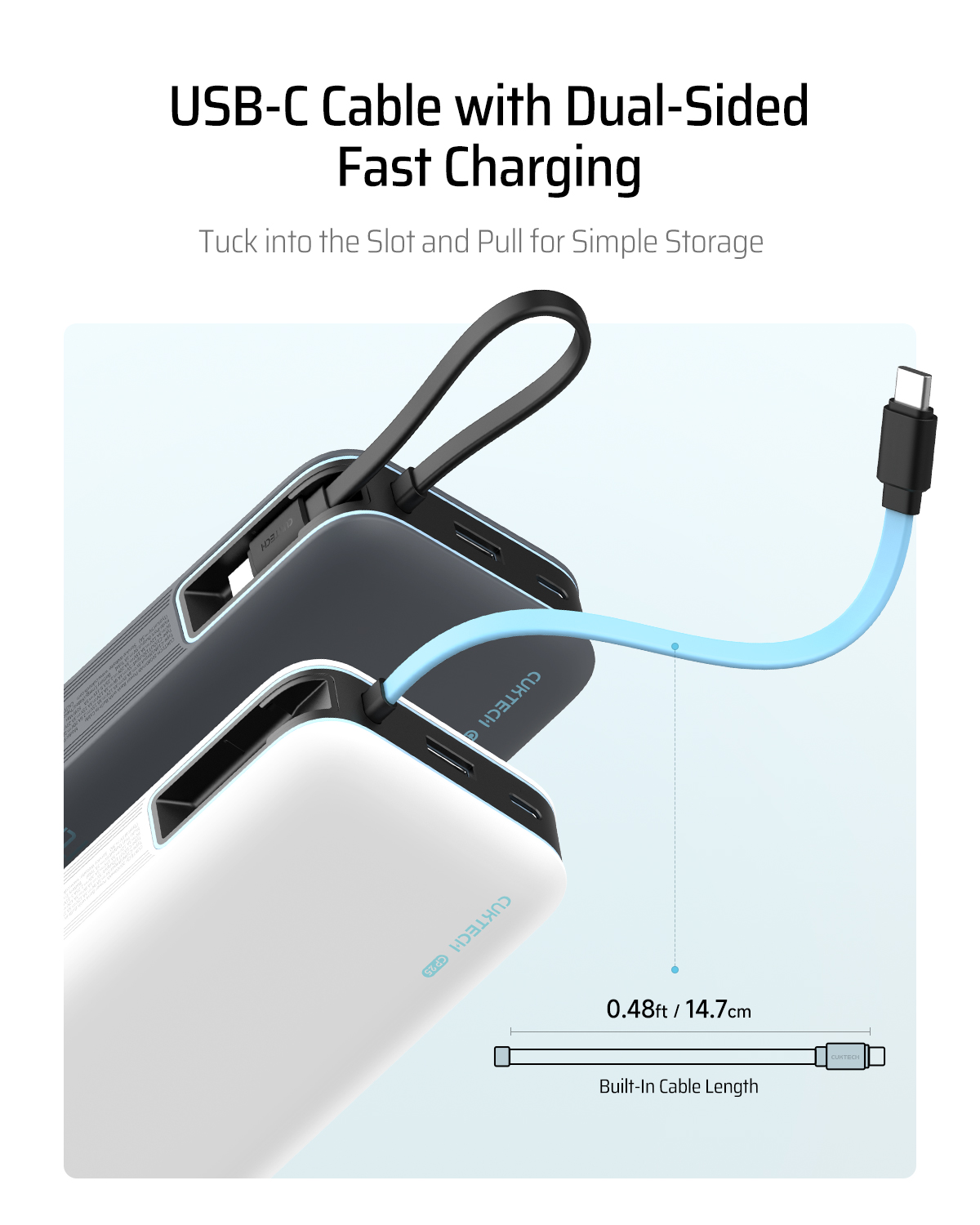 Cuktech POWER BANK CP25, 20000mAh, 55W, 1 x USB; 1 x USB Type-C, 1 x cablu USB Tpe-C, CUKP200NGLDG - imagine 5