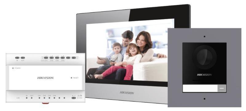 HIKVISION Kit videointerfon IP DS-KIS702, conexiune pe 2 fire pentru o singura familie, DS-KIS702Y