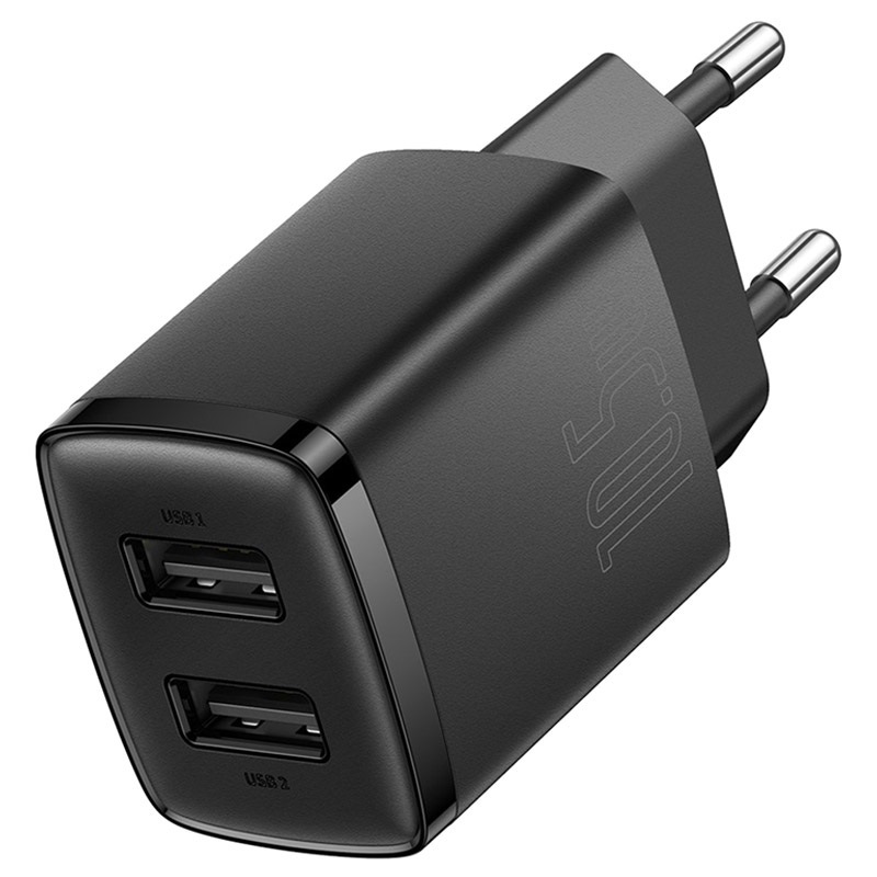 Baseus INCARCATOR retea Compact,10.5W, 2 x USB 5V/2.1A, negru, CCXJ010201