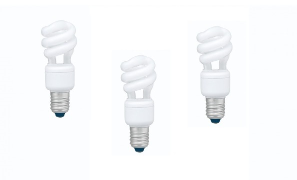 Panasonic SET 3 becuri fluorescent, soclu E27, putere 8W, forma spirala, lumina alb, EFD8E27HD3E-3