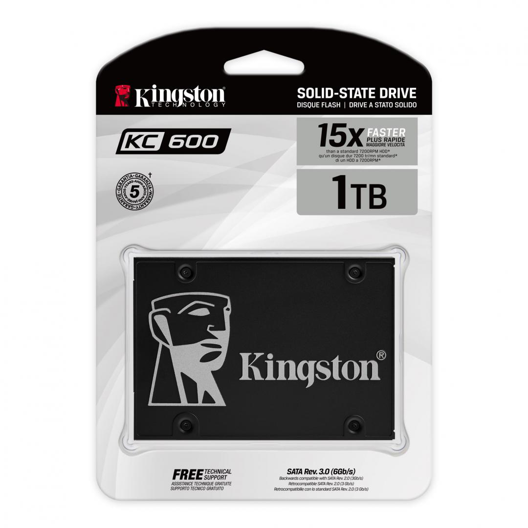 Kingston SSD, KC600, 1 TB, 2.5 inch, S-ATA 3, 3D TLC Nand, R/W: 555/520 MB/s, SKC600/1024G