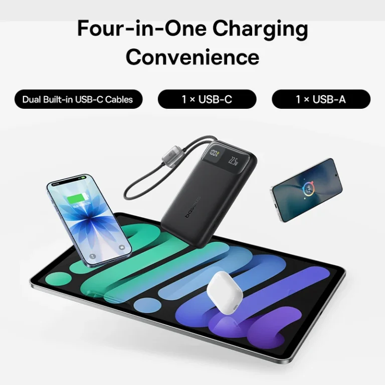 Baseus POWER BANK EnerFill FC11, 10000mAh, cablu integrat USB Type-C si Iphone Lightning, E0027R04 - imagine 5