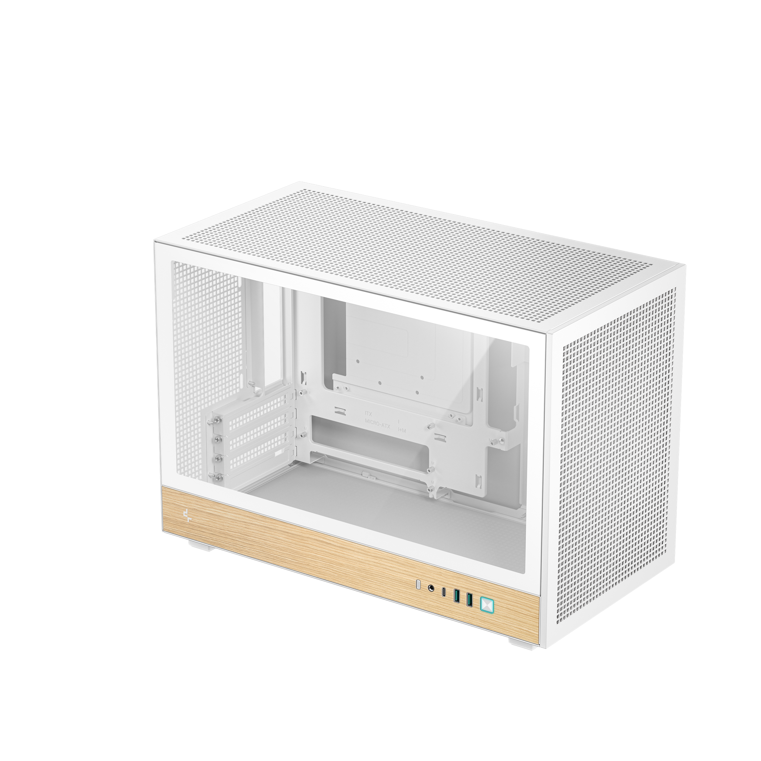 Deepcool CARCASA CH260 WOOD WH, mini tower, gaming, fara sursa, suporta 6xfan, R-CH260-WHNWM0-G-1