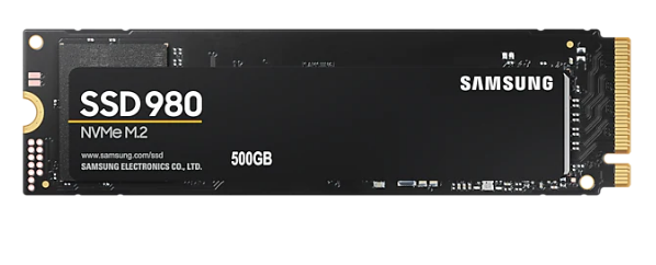 Samsung SSD, 980, 500GB, M.2, PCIe Gen3.0 x4, V-Nand 3bit MLC, R/W: 3100 MB/s/2600 MB/s, MZ-V8V500BW