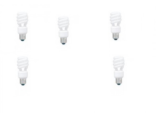 Panasonic SET 5 becuri fluorescent, soclu E27, putere 14W, forma spirala, lumina alb, EFD14E27HD3E-5