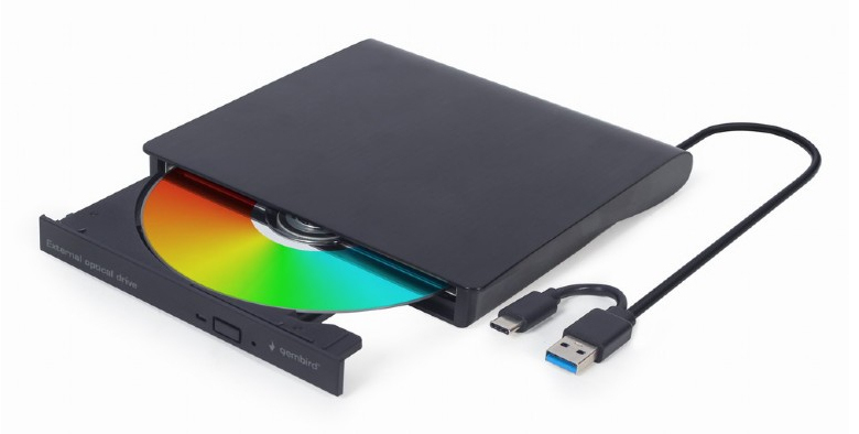 Gembird DVD-RW extern, interfata USB 2.0 + USB 3.1, negru, DVD-USB-031