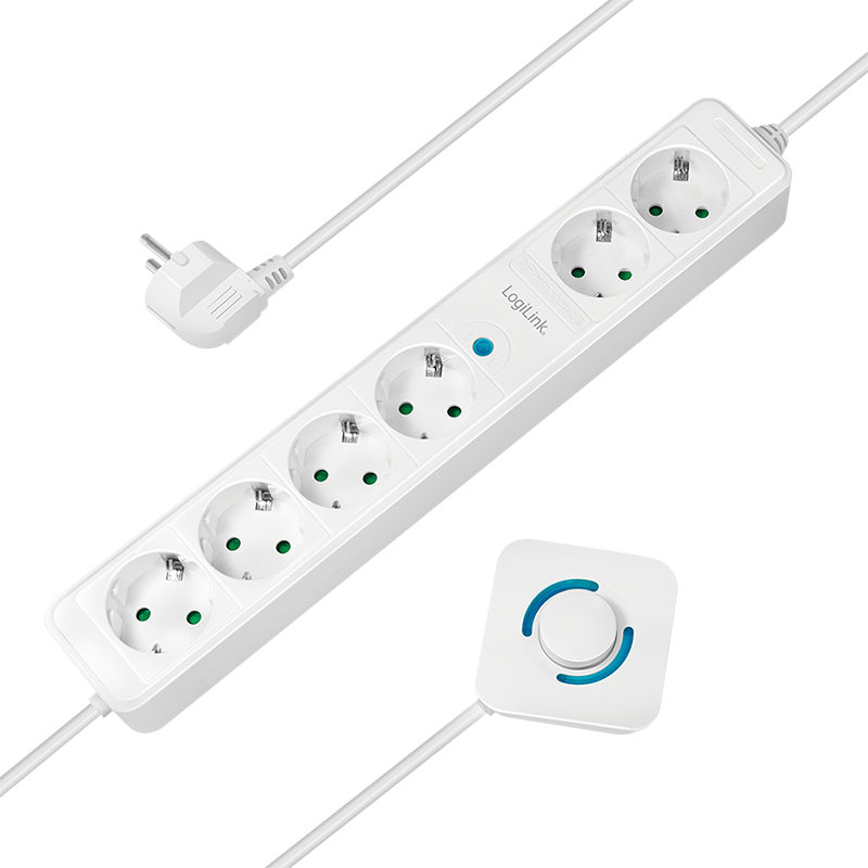 Logilink PRELUNGITOR, Schuko x 6, cablu 3G 1.5mm2, 230 V/16 A, 50 Hz, max. 3500 W, ON/OFF de, LPS271
