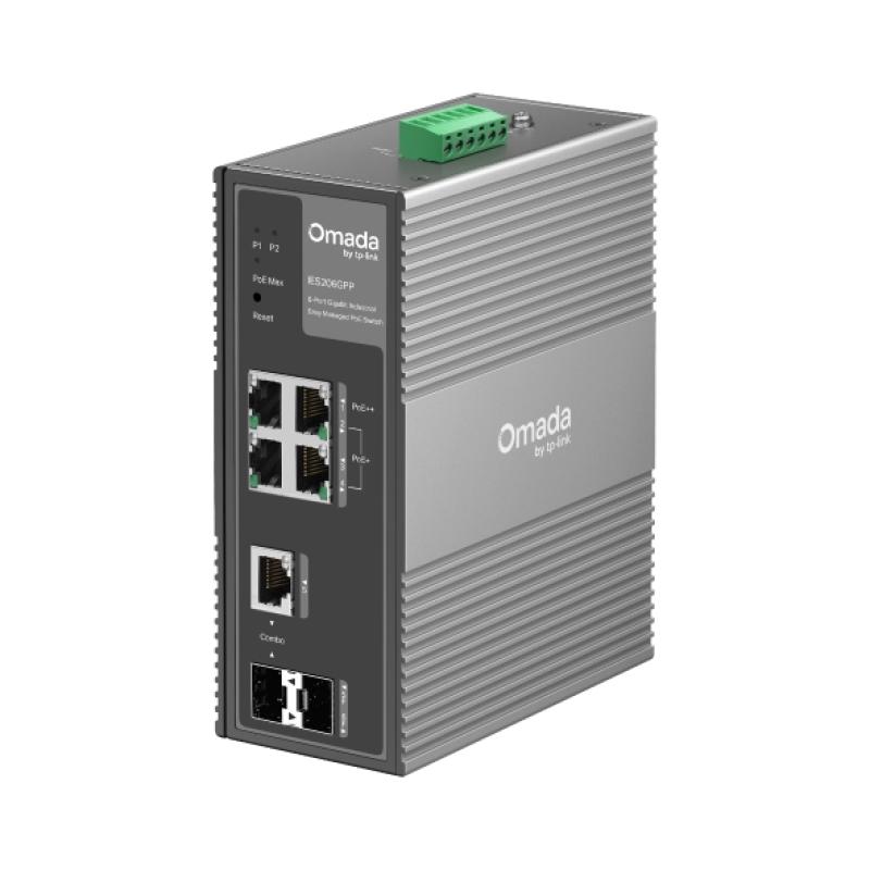 TP-LINK Switch Industrial Easy Managed, 6 porturi:4× Gigabit RJ45 Ports (1× PoE++, 3×, IES206GPP