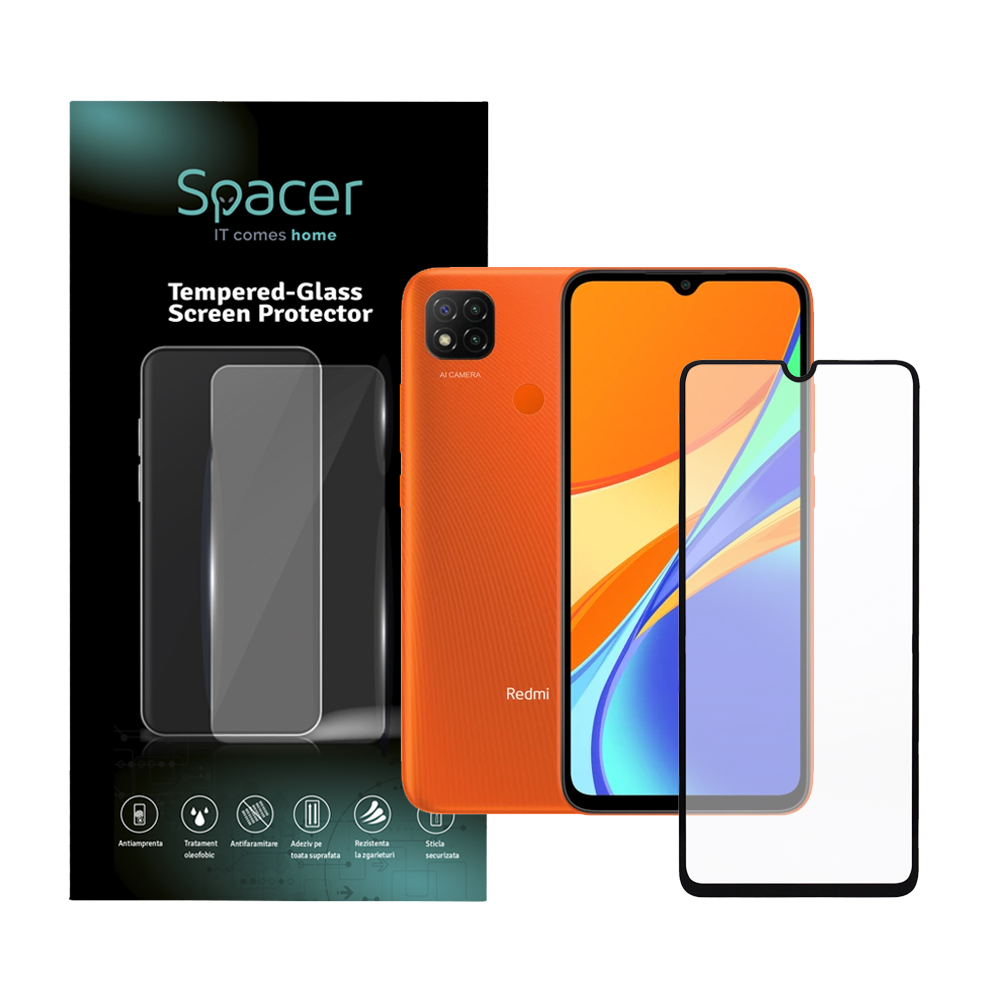 SPACER FOLIE STICLA pentru Xiaomi Redmi 9C, grosime 0.3mm, acoperire totala ecran, SPPG-XI-RM-9C-TG