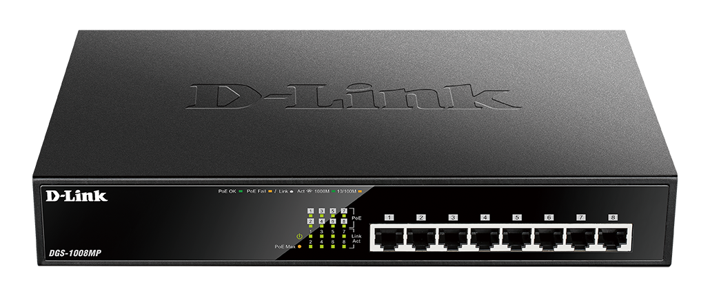 D-Link SWITCH PoE 8 porturi Gigabit (8 PoE+), DGS-1008MP