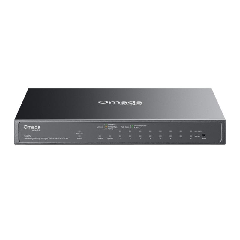 TP-LINK Tp Link Omada 10-Port Gigabit Easy Managed Switch cu 8-Port PoE+, 8× 10/100/1000, ES210GP
