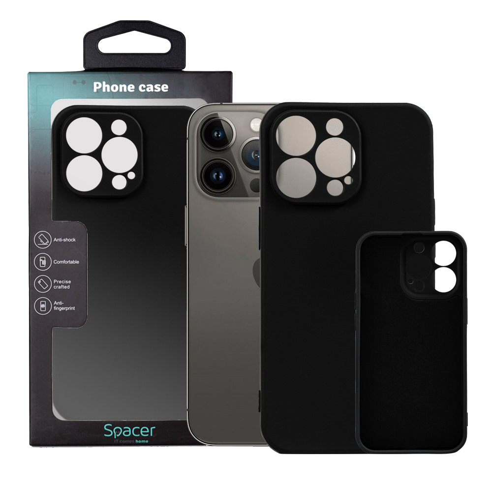 SPACER Husa Iphone 13 Pro, grosime 1.5mm, material flexibil TPU, negru, SPPC-AP-IP13P-TPU