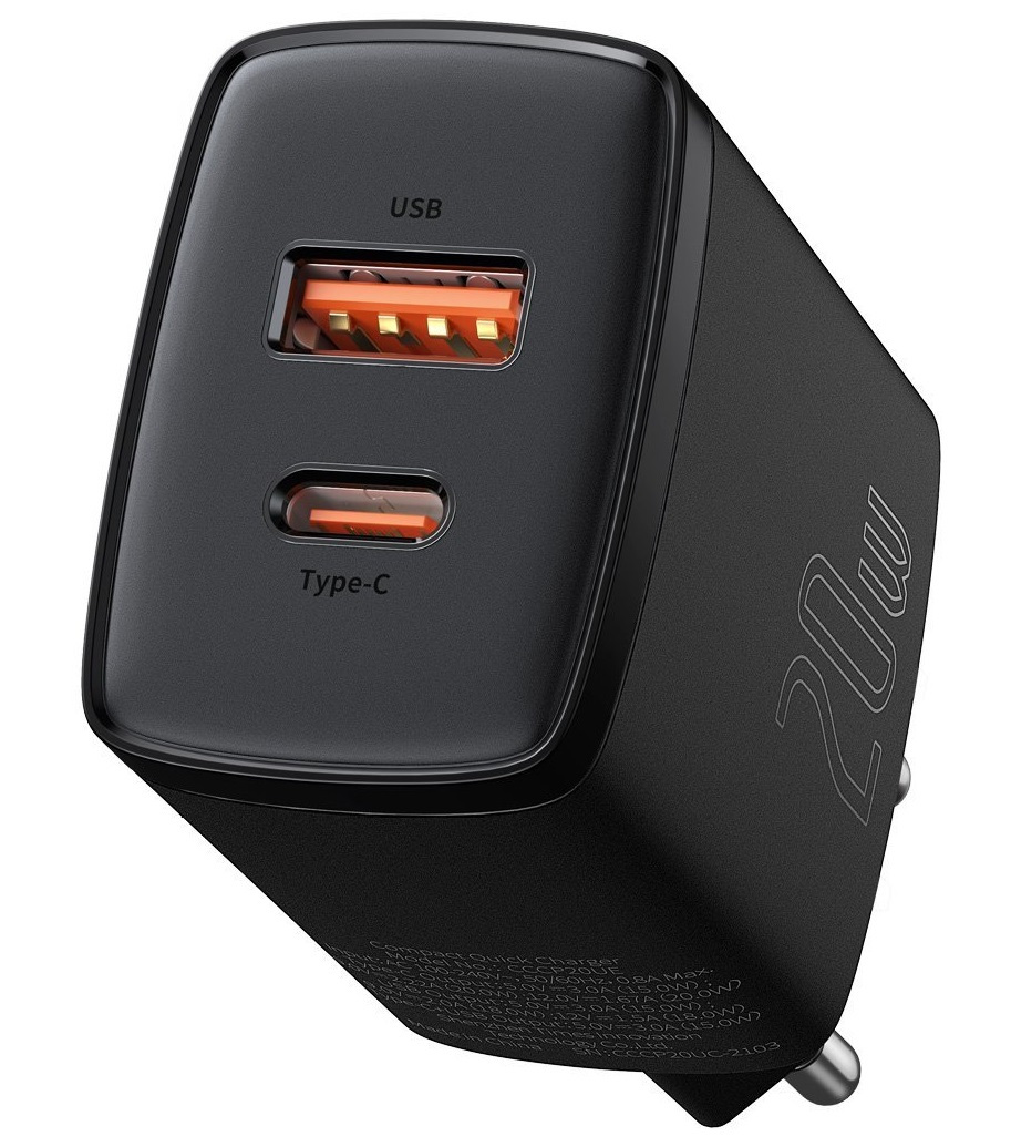 Baseus INCARCATOR retea Compact, Quick Charge 20W, 1 x USB Type-C 5V/3A max, 1 x USB 5V/3A, CCXJ-B01