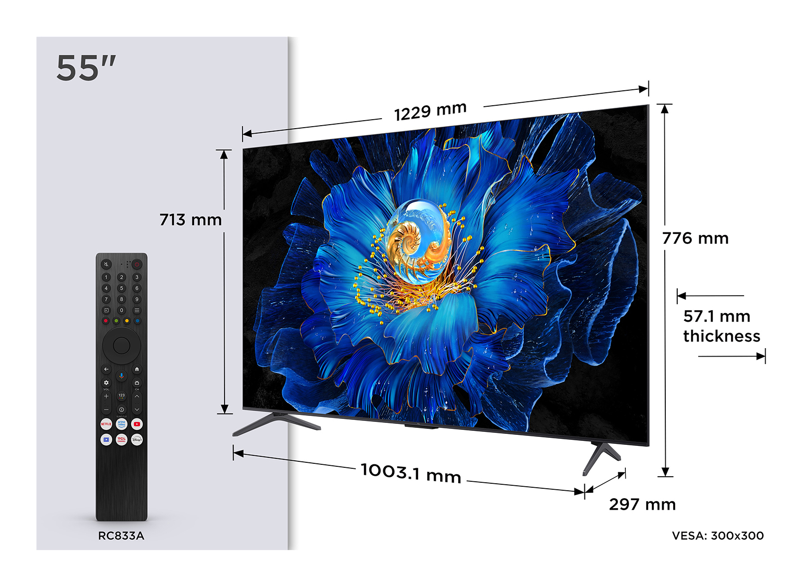TCL Televizor Mini LED 139 cm (55"), Ultra HD 4K, Smart TV, WiFi, CI+, 55C69KS