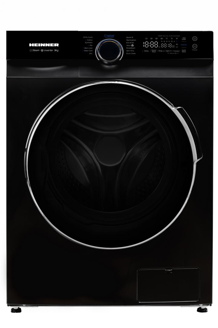 HEINNER Masina de spalat rufe, 9 kg, 1400 rpm, Clasa: A, Negru mat, HWM-M914IVKBA+++