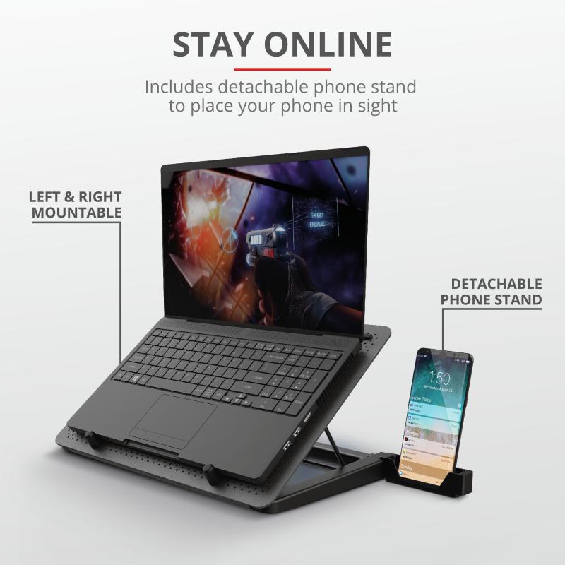 Trust STAND GXT 1125 Quno notebook 17, sita aluminiu, 4 x fan 5cm, 1 x fan 13 cm, LED, TR-23581 - imagine 5