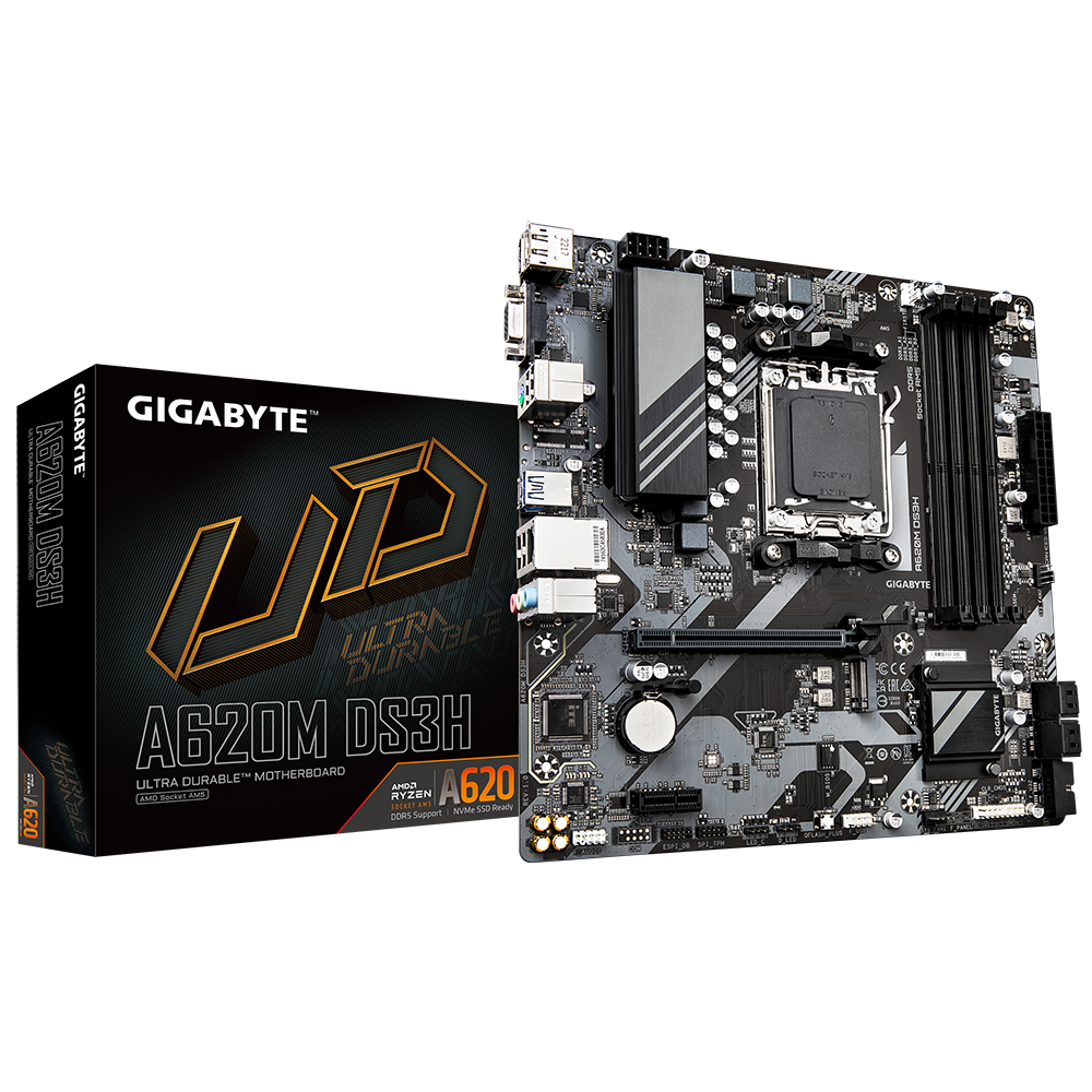 GIGABYTE Placa de baza, Socket AM5, DDR5, Micro-ATX, A620M DS3H