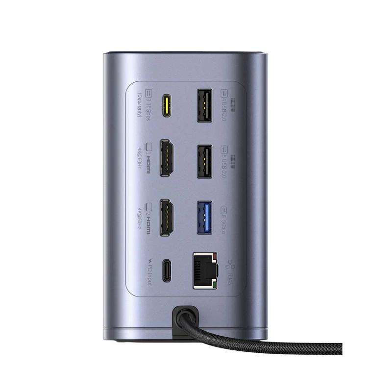Baseus DOCKING STATION Spacemate RD1 12 in 1, input USB Type-C, output 2xHDMI, B00568103813-00 - imagine 4