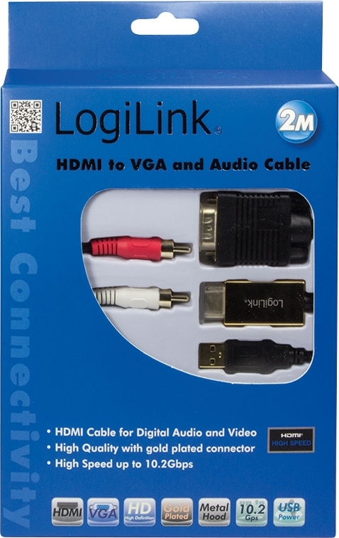 Logilink CABLU video, splitter HDMI (T) la VGA (T) + 2 x RCA (T) + USB 2.0, 2m, rezolutie, CV0052A - imagine 2