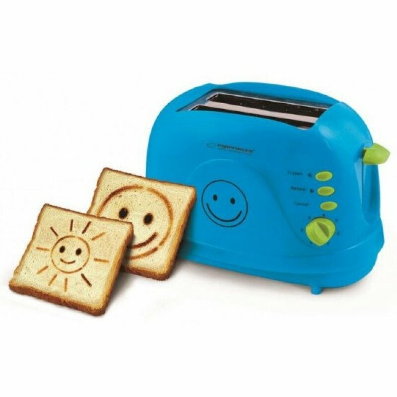 Esperanza Prajitor de paine Smiley 2 imagini toast 750W 3 in 1 Albastru, EKT003B