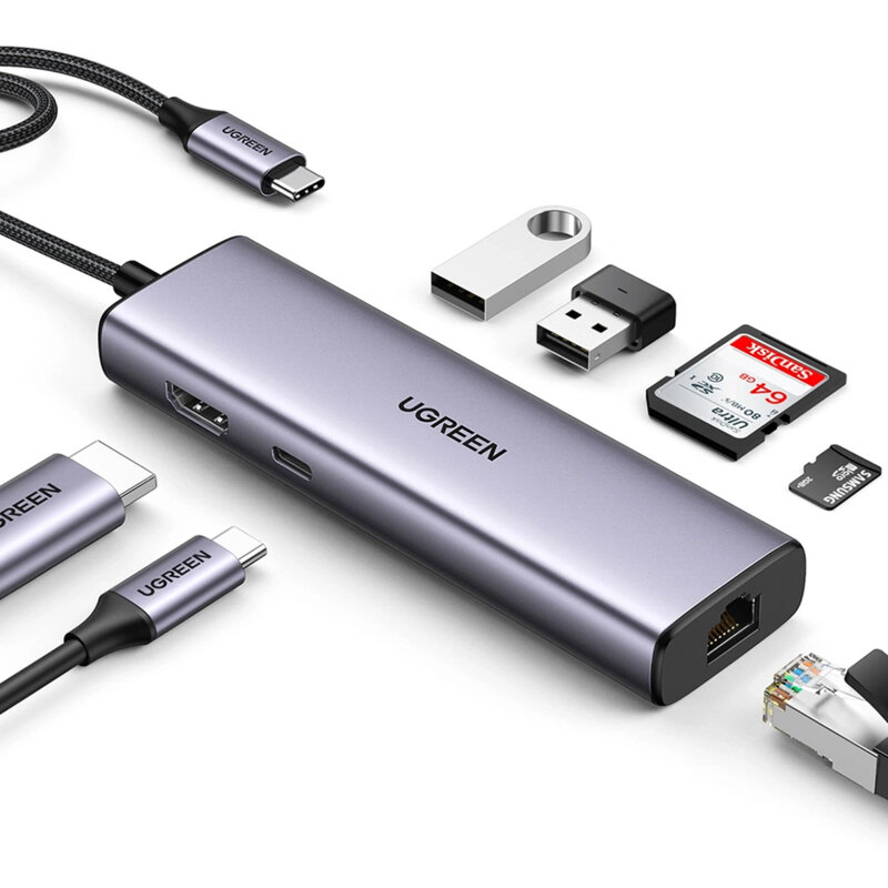 UGreen DOCKING Station, CM512 conectare PC USB Type-C, USB 3.0 x 2| RJ-45 Gigabit x 1|HDMI 4K, 90568