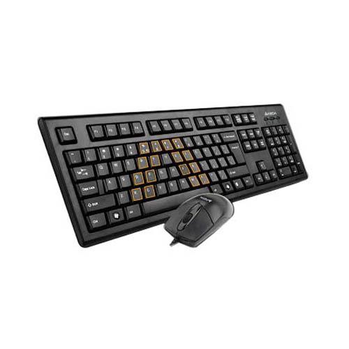 A4TECH Kit Wired tastatura si mouse KRS-8572, taste numerice, Negru, KRS-8572-USB