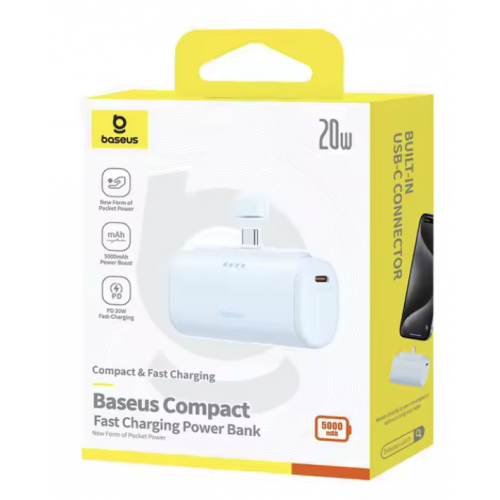 Baseus POWER BANK Compact, capacitate 5000mAh, 20W, 1 x USB Type-C, total 5V/2.4A, P10068306313-00 - imagine 2