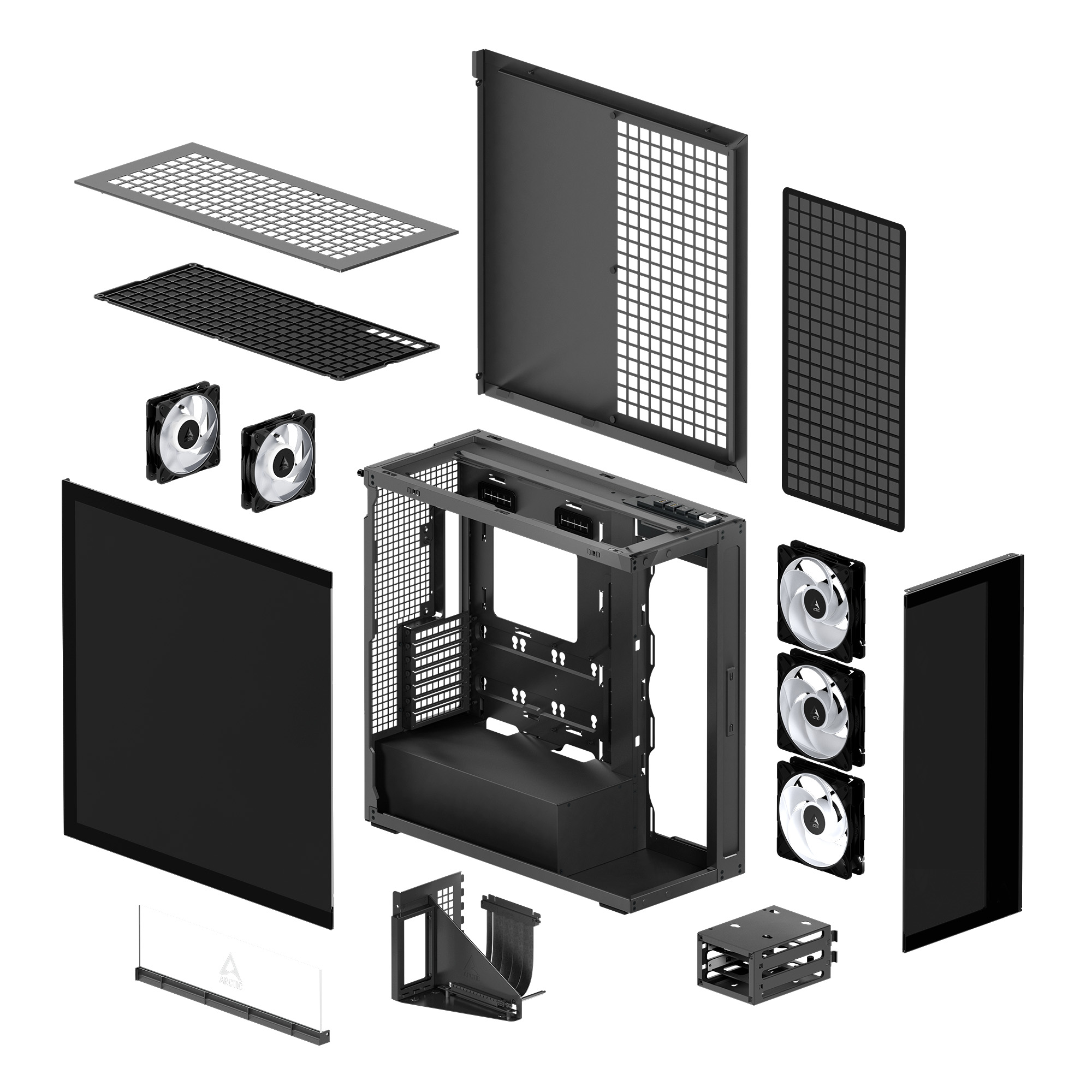 Arctic CARCASA Xtender Mirror BK VG, mid tower, max 8xfan, 3xP14 ProR ARGB si 2xP12Pro, ACPCC00019A - imagine 8