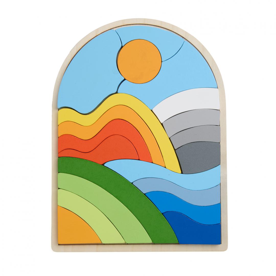 MomKi PUZZLE CURCUBEU DIN LEMN, 21 DE PIESE, MKT1011 - imagine 2